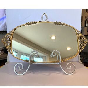 Gorgeous vintage gold edged dresser tray Hollywood glam Paris Chic